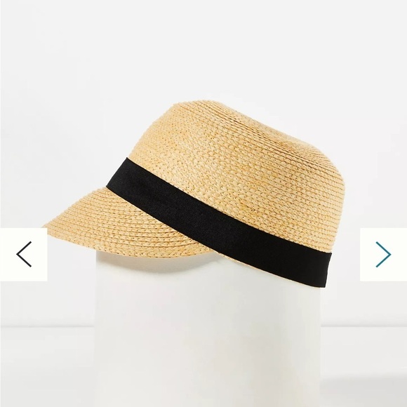 Anthropologie Straw Riding Cap Straw Hat with Black Band